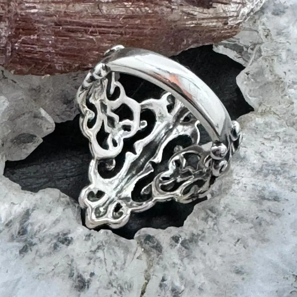 Carolyn Pollack Sterling Silver Gothic Style With Fleur-de-lis Ring For Women